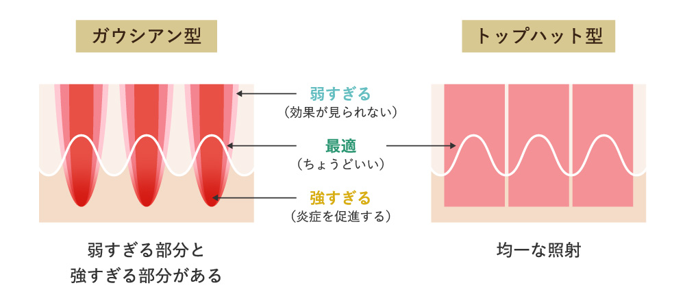 皮膚断面の照射イメージ